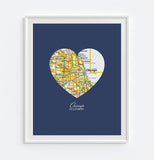 Chicago Illinois Heart Map ART PRINT