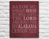 Alabama Crimson Tide Personalized "As for Me" Art Print