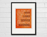 Denver Broncos football Personalized "As for Me" Art Print