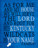 Kentucky Wildcats personalized "As for Me" Art Print