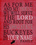 Ohio State Buckeyes personalized "As for Me" Art Print