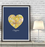 Columbus Ohio Heart Map ART PRINT