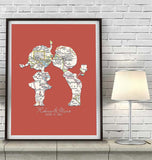 Custom Wedding Kids in Love Maps Art Print