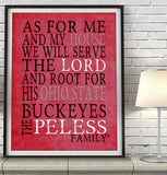 Ohio State Buckeyes personalized "As for Me" Art Print