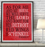 Detroit Red Wings hockey Personalized "As for Me" Art Print