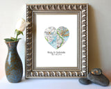 Custom Wedding 4 Heart Map Art Print