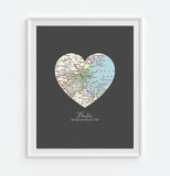 Boston Massachusetts Vintage Heart Map ART PRINT