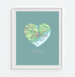 Charleston South Carolina Heart Map ART PRINT