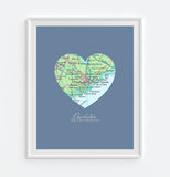 Charleston South Carolina Heart Map ART PRINT