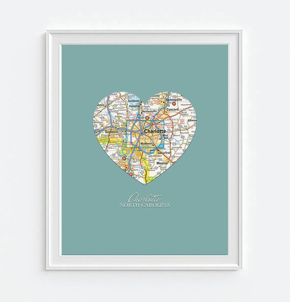 CHARLOTTE, NC  City Series Map Art Print