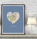 Charlotte North Carolina Heart Map ART PRINT