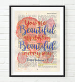 You are Beautiful - Song of Solomon 4:7- Bible Art Print