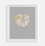 Dallas Texas Heart Map ART PRINT