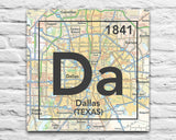 Dallas Texas Da- Vintage Periodic Map ART PRINT