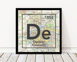 Denver Colorado De- Vintage Periodic Map ART PRINT
