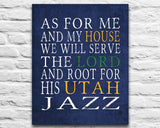 Utah Jazz basketball Personalized "As for Me" Art Print