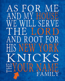 New York Knicks Personalized "As for Me" Art Prin