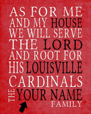 Louisville Cardinals personalized "As for Me" Art Print
