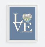 Custom LOVE City Heart Map -Wedding- Engagement -Anniversary ART PRINT