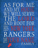 New York Rangers Personalized "As for Me" Art Print