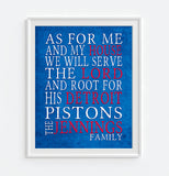 Detroit Pistons basketball  Personalized "As for Me" Art Print