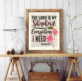 The Lord is My Shepherd -Psalm 23:1  Bible Page Christian ART PRINT