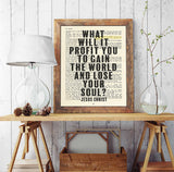 What will it profit you...? -Mark 8:36-Bible Page Christian Art Print