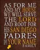 San Diego Padres Personalized "As for Me" Art Print