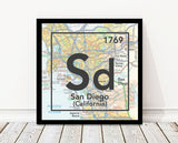 San Diego California Sd-Periodic Map ART PRINT