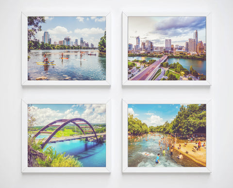 Vintage Austin Texas Photography Prints, Downtown Cityscape Wall Decor