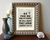 As for me and my house- Joshua 24:15 -Vintage Bible Page Art Print