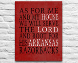 Arkansas Razorbacks Personalized "As for Me" Art Print
