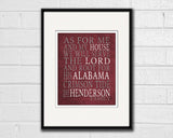 Alabama Crimson Tide Personalized "As for Me" Art Print