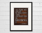 Cleveland Browns football Personalized "As for Me" Art Print
