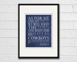 Dallas Cowboys football Personalized "As for Me" Art Print