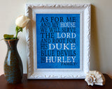 Duke Blue Devils inspired personalized "As for Me" Art Print