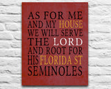 Florida State Seminoles FSU personalized "As for Me" Art Print