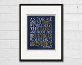 Michigan Wolverines personalized "As for Me" Art Print