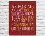 Minnesota Golden Gophers Personalized "As for Me" Art Print