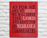 Nebraska Cornhuskers Personalized "As for Me" Art Print