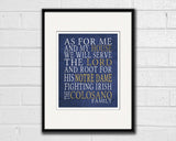 Notre Dame Fighting Irish personalized "As for Me" Art Print