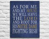 Notre Dame Fighting Irish personalized "As for Me" Art Print