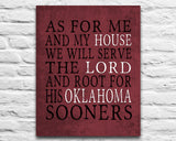 Oklahoma Sooners personalized "As for Me" Art Print