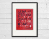 Ole Miss Rebels Mississippi personalized "As for Me" Art Print