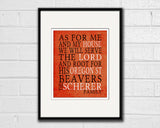 Oregon State Beavers personalized "As for Me" Art Print