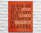 Oregon State Beavers personalized "As for Me" Art Print