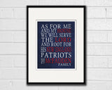 New England Patriots Boston Personalized "As for Me" Art Print