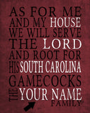 South Carolina Gamecocks Personalized "As for Me" Art Print