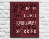 South Carolina Gamecocks Personalized "As for Me" Art Print