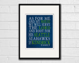 Seattle Seahawks Personalized "As for Me" Art Print Poster Gift